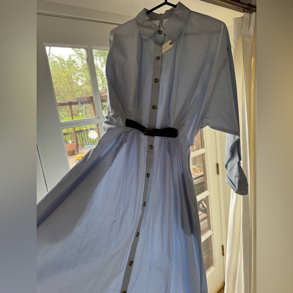 NWT Anthro buckle front midi shirtdress size 6
